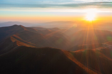 Sunset in Carpathians mountains