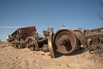 Freight Train Derailment crash in Mojave Desert due to high wind
