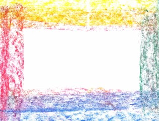 Abstract multicolored background. Rough texture lines on a light background. Multicolored frame. Pastel drawing.