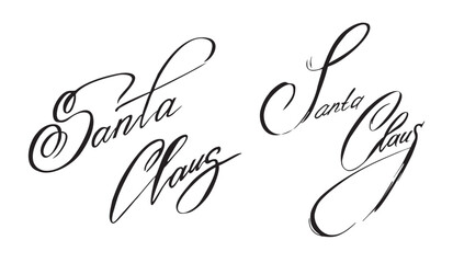 Christmas calligraphic signature of Santa Claus. Isolated vector by hand. Winter holiday, design for greeting cards and letters, banners and posters,
emblems and prints. - obrazy, fototapety, plakaty
