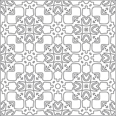 Vector pattern with symmetrical elements . Repeating geometric tiles from striped elements. black patterns.