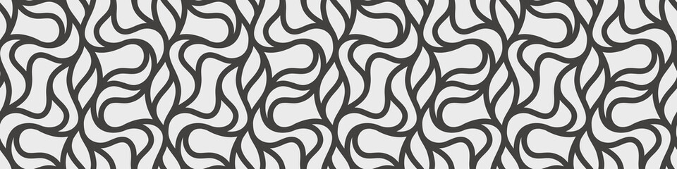 Pattern with monochrome bold curved stripes forming trendy lattice background. Abstract geometric vector design for textile, fabric and wrapping. Stylish vintage design for sun louver.