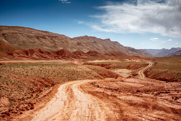 Images of Morocco. The track that joins the valley of roses from the Dades valley crosses a region...
