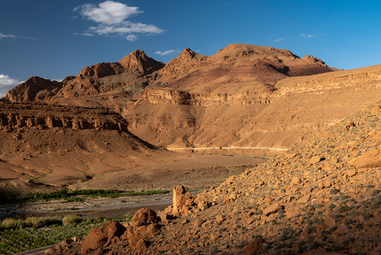 Images of Morocco. Evening light on the mineral landscape of the Ziz river gorges