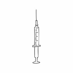 Doodle syringe icon in vector. Hand drawn syringe icon. Doodle injection icon in vector. Hand drawn injection icon