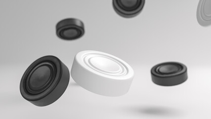 Black and white checkers - competition, game sports match. Advertising poster for children's checkers club. 3d render illustration 