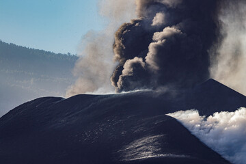 View of eruption of Cumbre Vieja Volcano. La Palma, Canary Islands, Spain. November, 2021