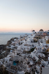 Fototapeta na wymiar Oia village on Santorini island in Greece at sunset