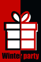 new year gift christmas holiday card, banner, web poster, flyer, brochure, greeting card, bright cover. Black and red design. Vector