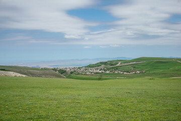 Obraz premium Green meadows in the mountains of Dagestan