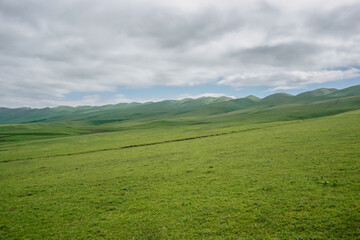 Green meadows in the mountains of Dagestan