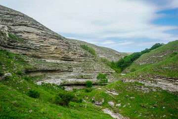 Green meadows in the mountains of Dagestan