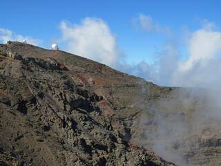 Top mountains of Roque de los Muchachos in the island of La Palma. Canary Islands. Spain.
