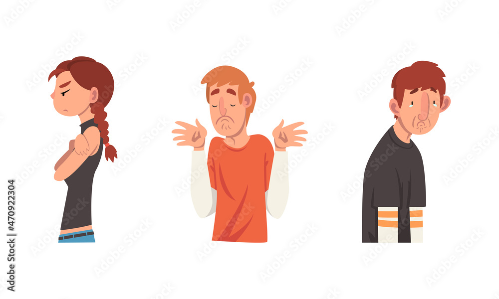 Wall mural man and woman having different facial expression and feeling vector set