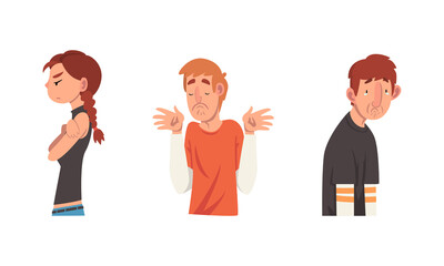 Fototapeta premium Man and Woman Having Different Facial Expression and Feeling Vector Set