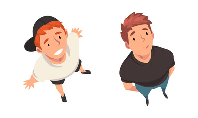 Man Character Looking Up View from Above Vector Set