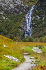 Steall Falls in the Highlands of Scotland, UK.