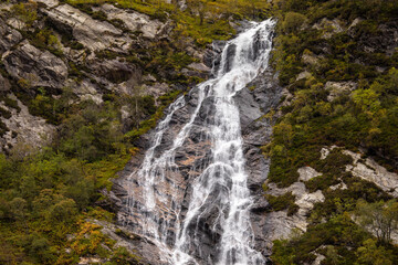 Steall Falls in the Highlands of Scotland, UK.