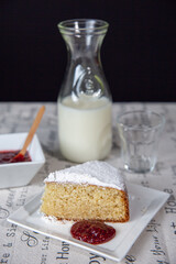 Sweet snack with cake and milk