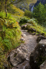 Trail near Steall Falls in the Highlands of Scotland, UK