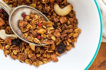 Fresh homemade granola bowl 