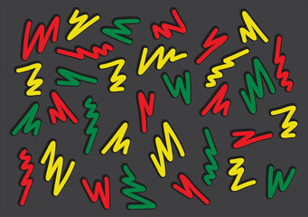 Simple background with cute zigzag line pattern with Jamaican color theme