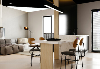 3d render of modern home living room