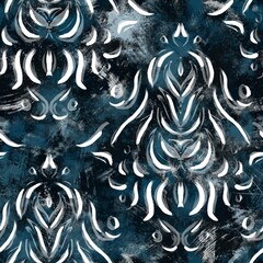 Seamless navy blue and white abstract grungy seamless surface pattern design for print. High quality illustration. Texture for background or textile or fabric or wallpaper or interior design.