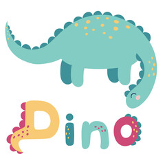 Cute Dino. Nursery decoration room. Prints for baby room, baby shower, greeting card, kids and baby t-shirts and wear. Hand drawn vector illustration