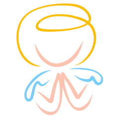 boy praying with his hands clasped together, abstract symbol