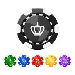 Set of poker chips, casino chips, poker chips vector illustration.