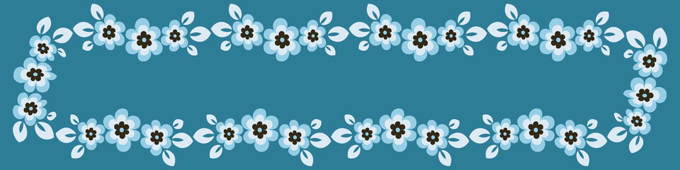 Illustration on a sheet of 4x1 format - stylized flowers with leaves - graphics. Banner for text, gift