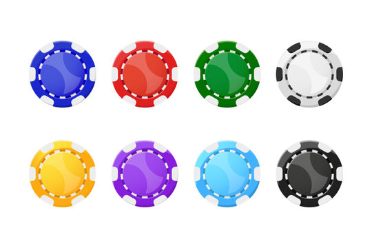 Set of poker chips, casino chips, poker chips vector illustration.