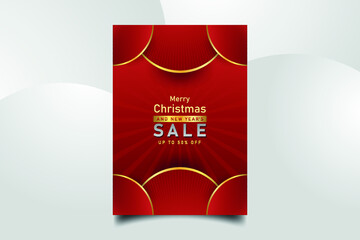 Merry Christmas Flyer design and Leaflet design with red color abstract background