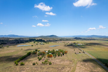 Fototapeta na wymiar Drone Aerial Over Country Acreages With Cloud Shade