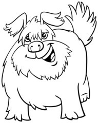 cartoon shaggy dog animal character coloring book page