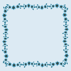 Frame of flowers on a square background stylized flowers and leaves - graphics. Scarf, tile, square