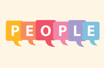 people word wriiten colorful on speech bubbles- vector illustration