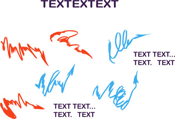 Set of  Positive and negative feedback arrows with copy space. Color scheme for arrows and text in Orange Frosting scheme style. Vector. Spring or spiral sketch arrows.