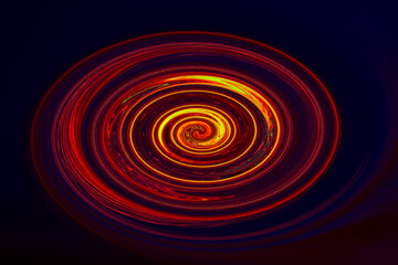 Abstract spiral- shaped  luminous multicolored texture on a black background .