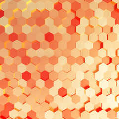 Colorful hexagon wall texture background. 3d rendering.