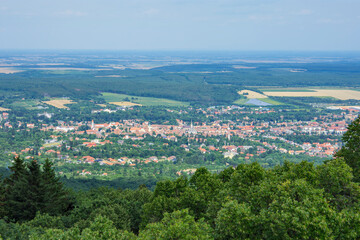 Fototapeta na wymiar View of Koszeg buildings from above Hungary