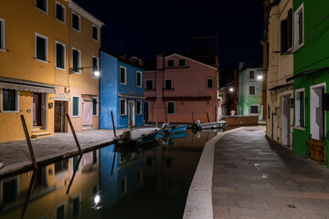 Fototapeta na wymiar Night in Burano. Magic of Venice