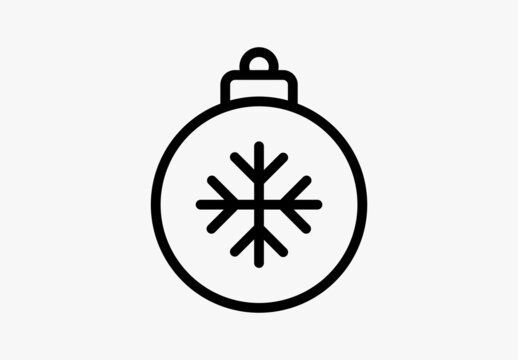 Christmas ball icon vector with a snowflake for decoration and celebrating New Year