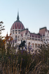 Evening view of the parliament building. Colorful evening view in Budapest, Hungary, Europe.