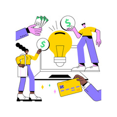 Crowdfunding abstract concept vector illustration. Crowdsourcing project, alternative financing, raise money in internet, fundraising platform, collect donations, business venture abstract metaphor.