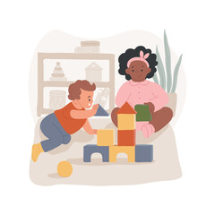 Explore colors isolated cartoon vector illustration. Child looks at bright color, baby plays with colorful toys, infant mental skill development, daycare center, early education cartoon vector.