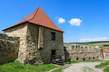 Rupea Citadel (Cetatea Rupea) after renovation in Brasov county, in the southern part of Transylvania (Transilvania) region, Romania in a sunny summer day.