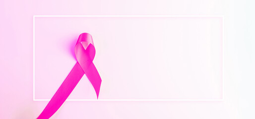 Cancer awareness. Health care symbol pink ribbon on white background. Breast woman support concept. World cancer day.