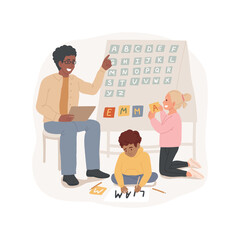 Writing personal name isolated cartoon vector illustration. Writing own name, personal signature exercise, learn alphabet, literacy and language in kindergarten, early education cartoon vector.